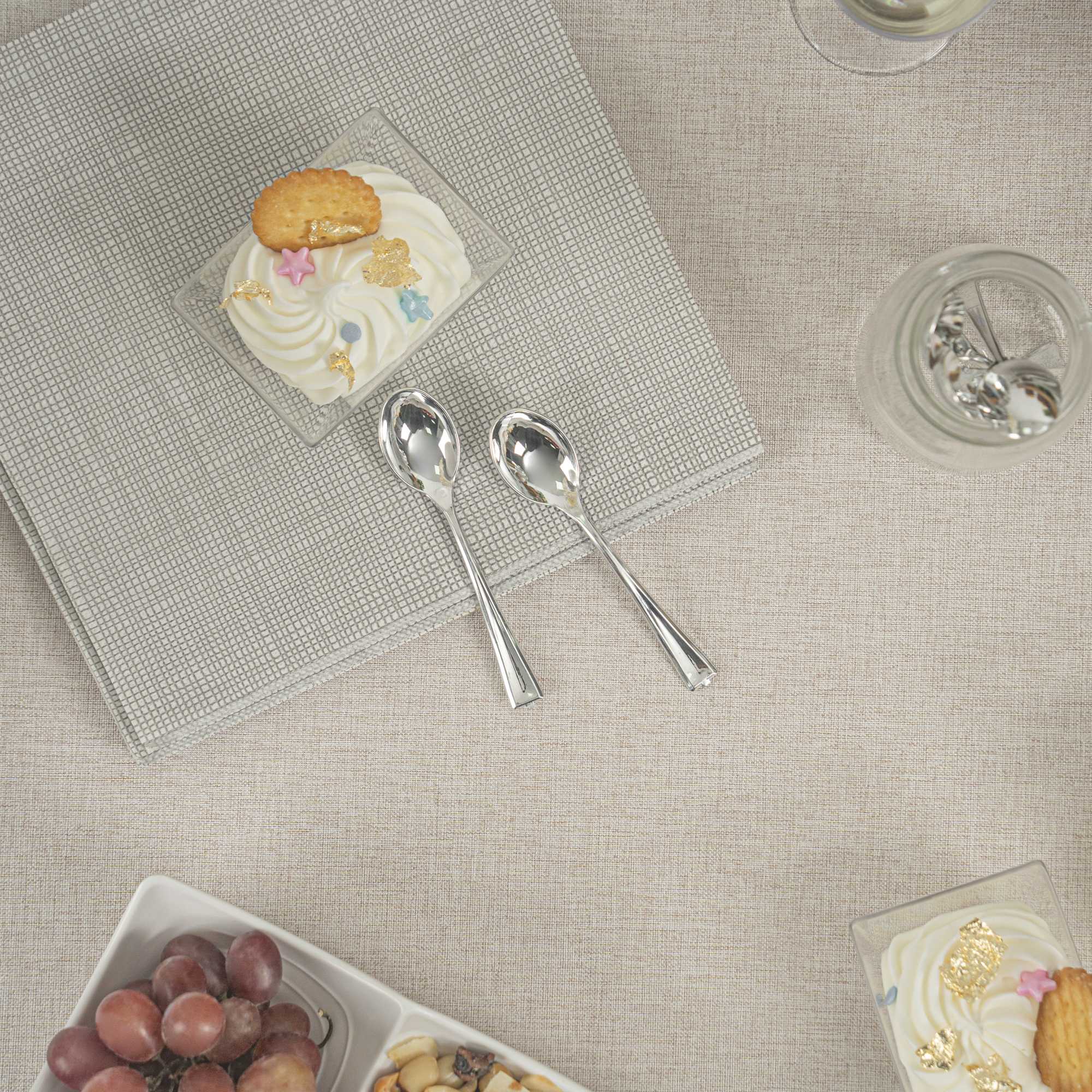 Mini Serve Silver Plastic Mini Spoon - 4" - 500 count box