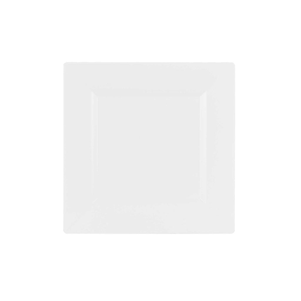 Maxi Serve Square White Plastic Modern Plate - 9 1/2" x 9 1/2" x 1/2" - 100 count box