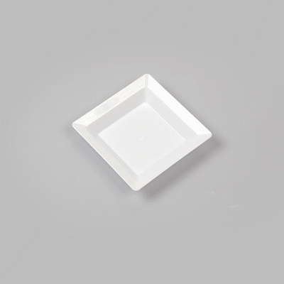 Mini Serve Square White Plastic Plate - 4 1/4" x 4 1/4" x 1/2" - 100 count box