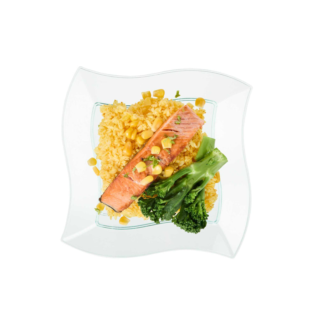 Maxi Serve Square Seagreen Plastic Medium Aqua Plate - 7" x 7" x 1/2" - 100 count box