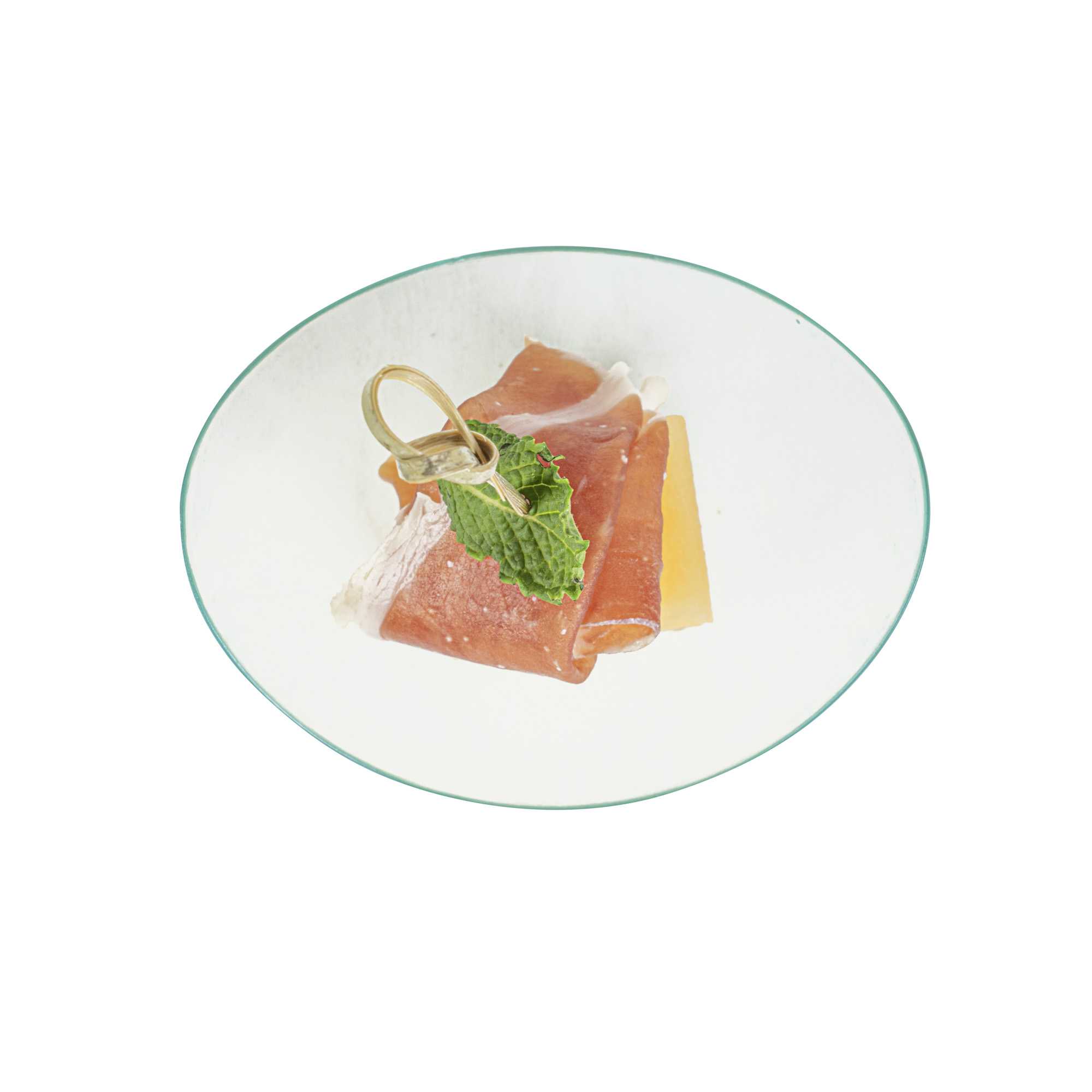 Mini Serve 2 oz Oval Seagreen Plastic Alato Tasting Dish - 3 1/2" x 2 3/4" x 1 3/4" - 100 count box