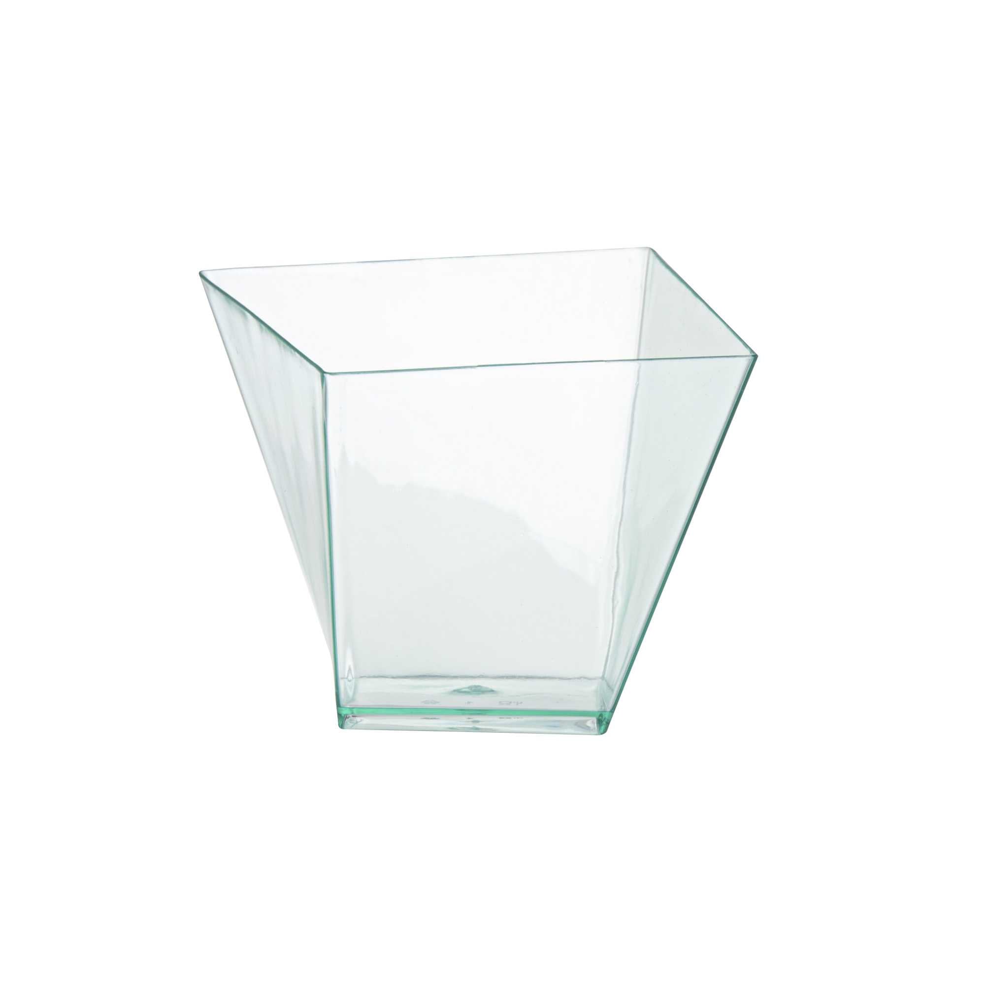 Mini Serve 6 oz Square Seagreen Plastic Large Girata Dish - 3 1/4" x 2 3/4" x 3" - 100 count box