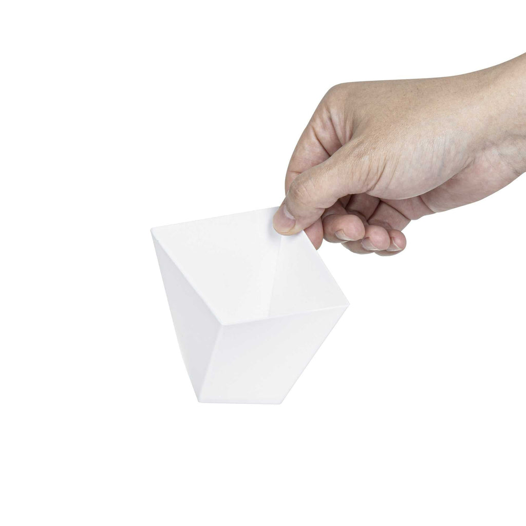 Mini Serve 6 oz Square White Plastic Large Girata Dish - 3 1/4" x 2 3/4" x 3" - 100 count box