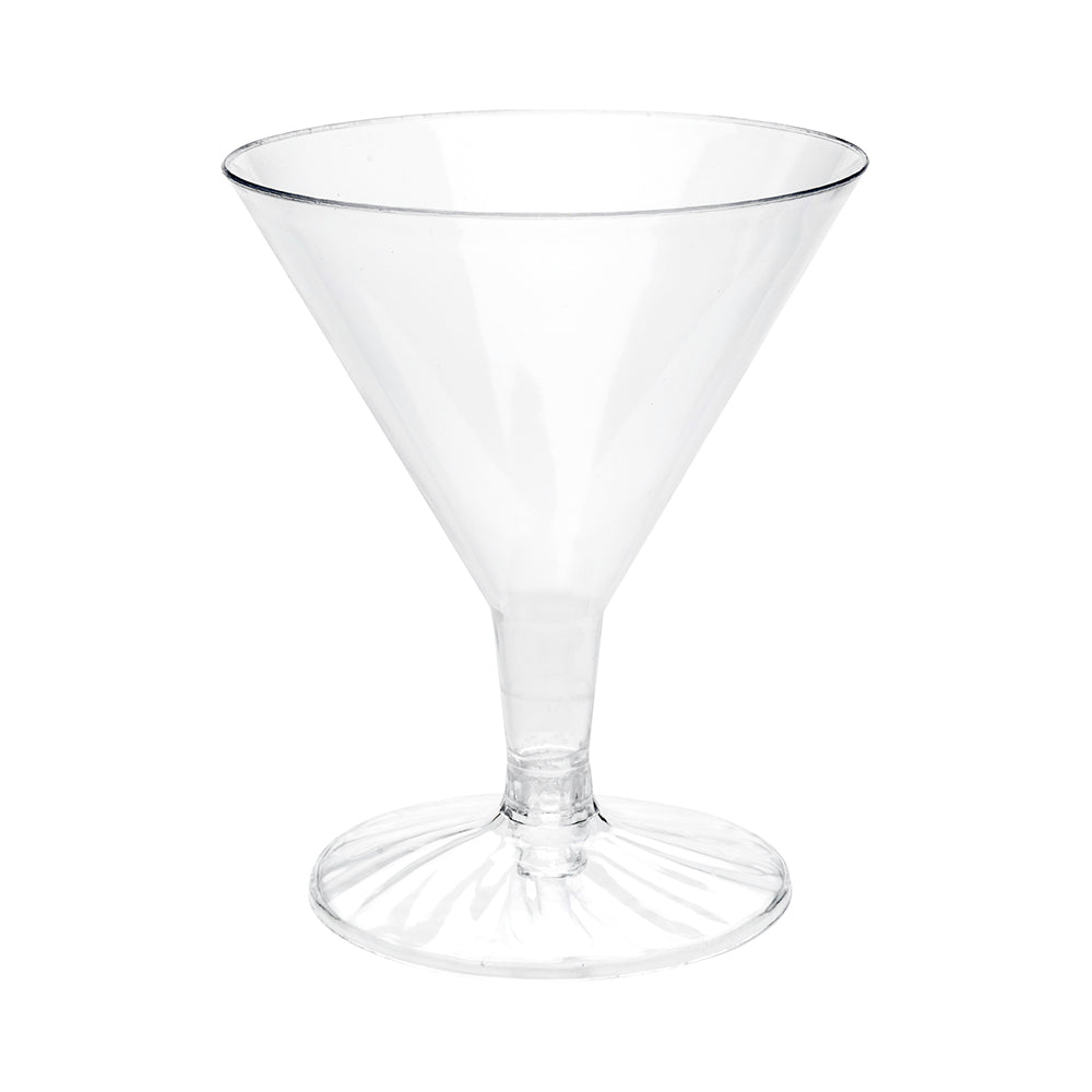 Bev Tek 5 oz Round Clear Plastic Medium Martini Glass - 3 1/4" x 3 1/4" x 4" - 100 count box