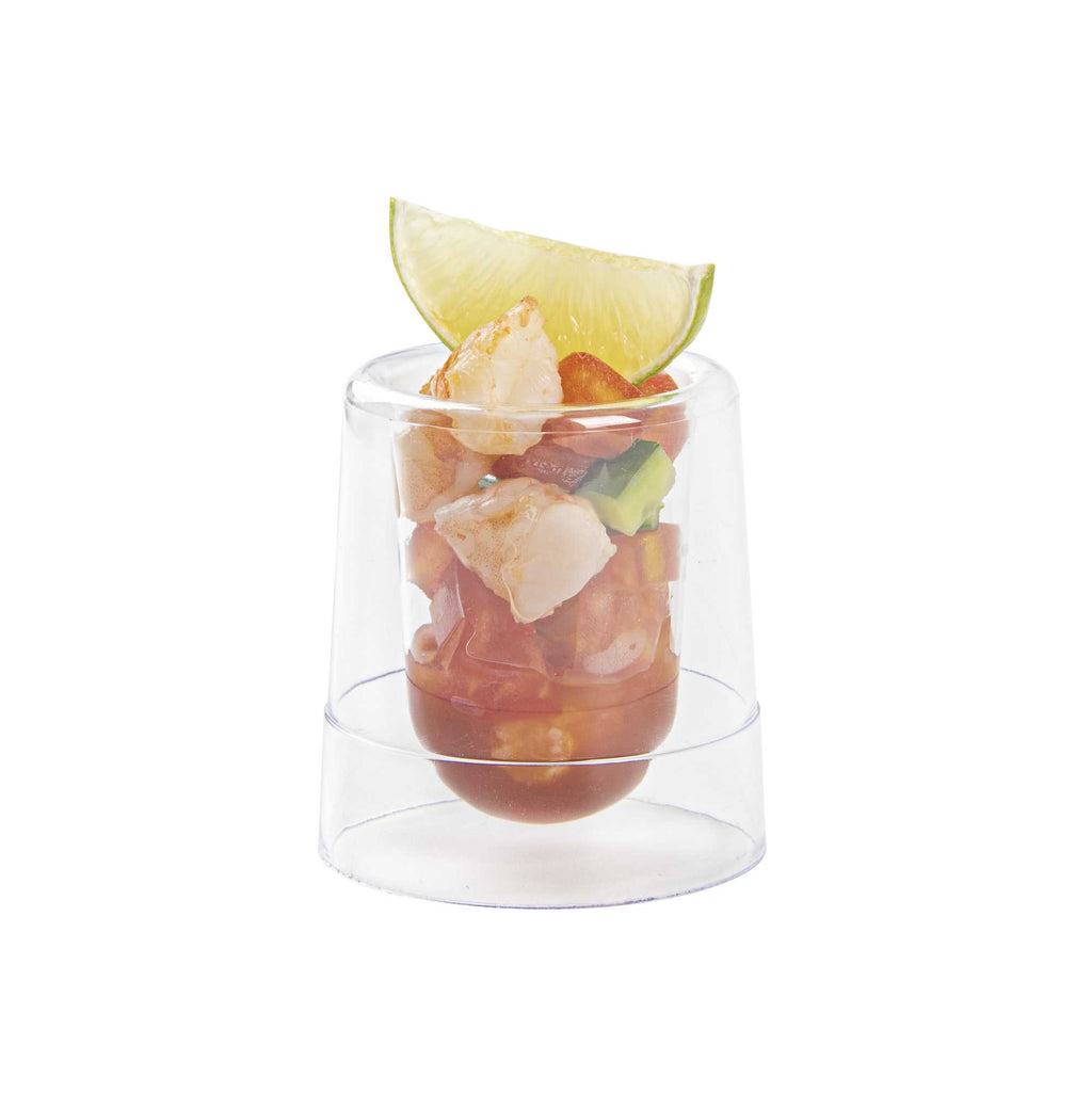 Mini Serve 2 oz Round Clear Plastic Double Walled Cup - 2" x 2" x 2 1/2" - 100 count box