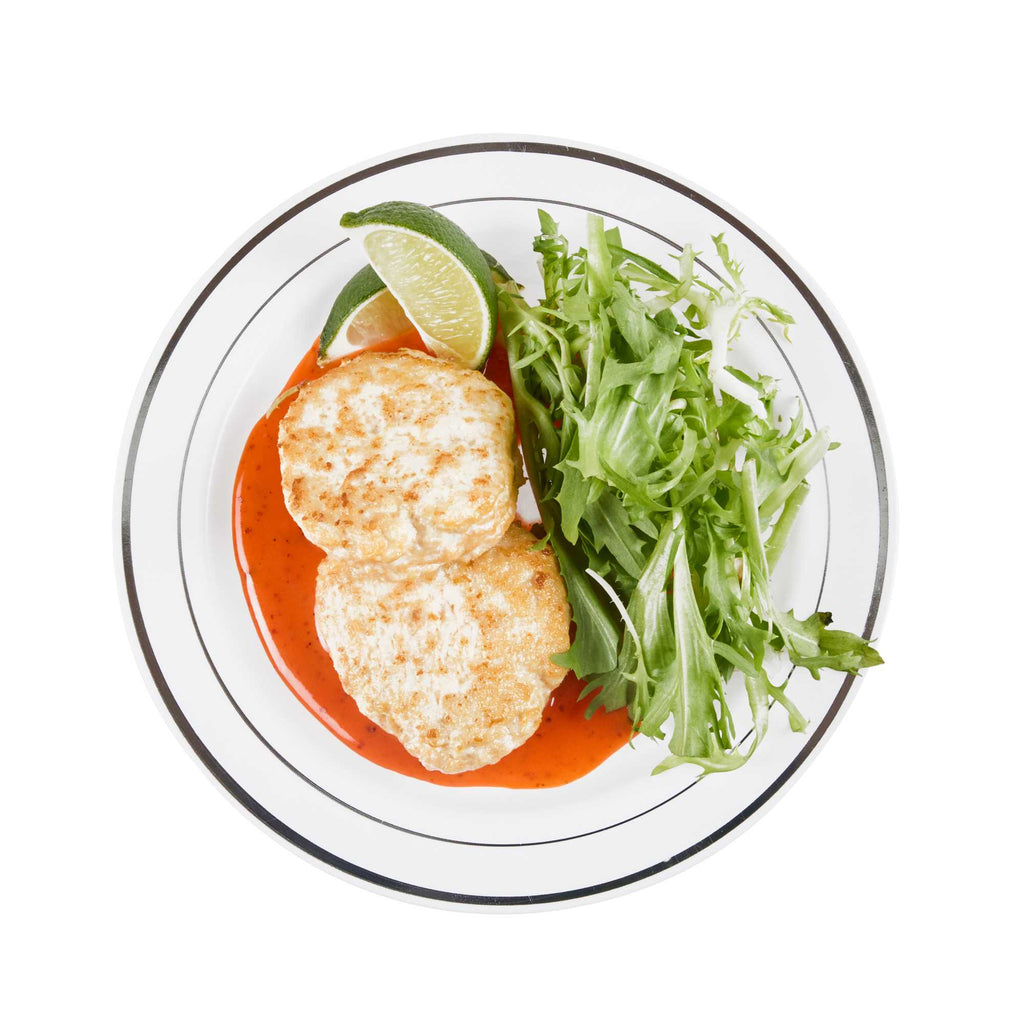 Maxi Serve Round White Plastic Silver-Rimmed Plate - 7 1/2" x 7 1/2" x 1/2" - 100 count box