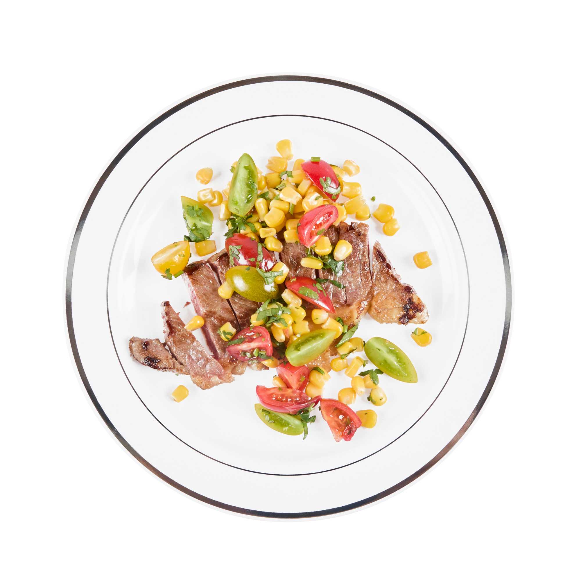 Maxi Serve Round White Plastic Silver-Rimmed Plate - 10 1/2" x 10 1/2" x 1/2" - 100 count box
