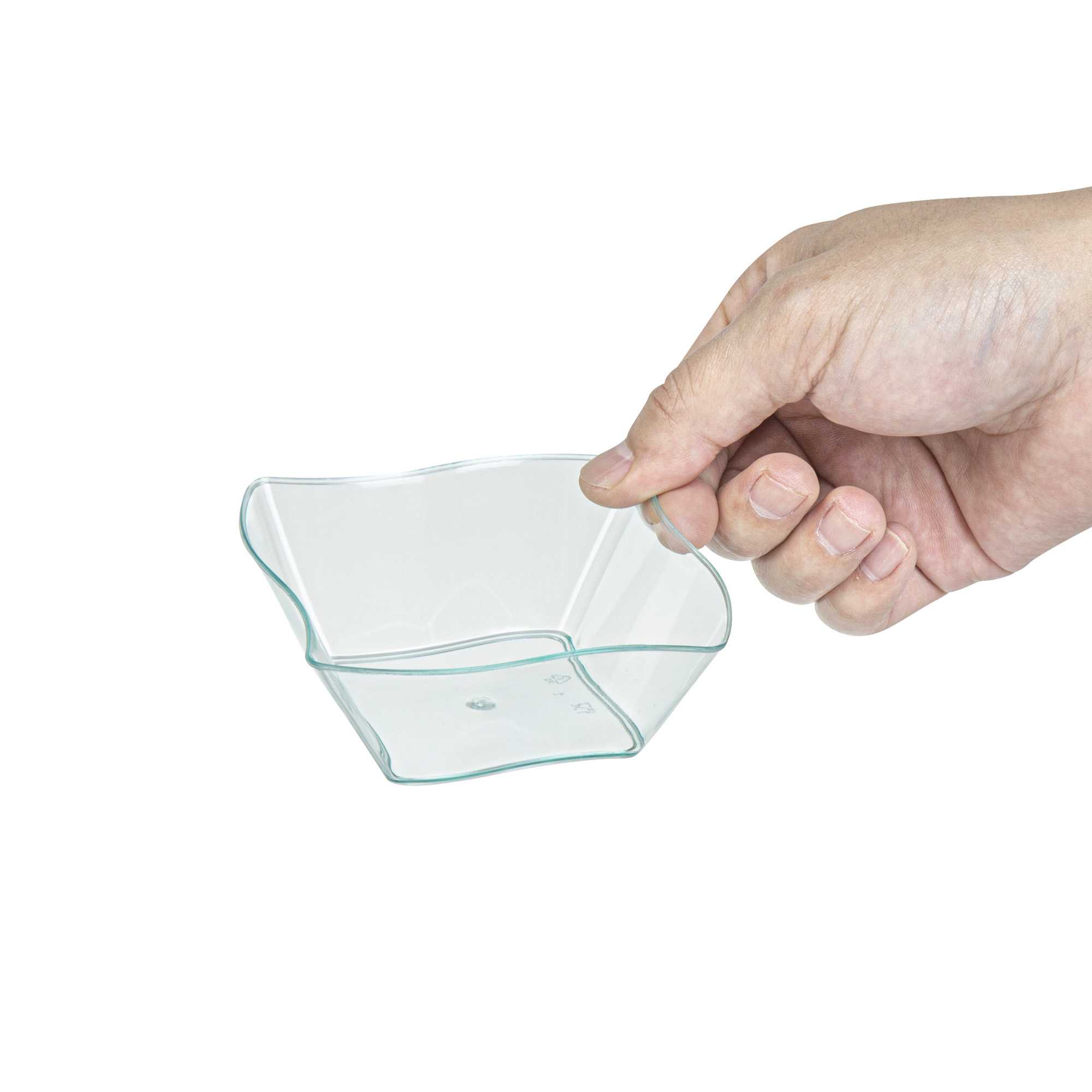 Mini Serve 6 oz Square Seagreen Plastic Aqua Bowl - 3 1/4" x 3 1/4" x 1 1/2" - 100 count box