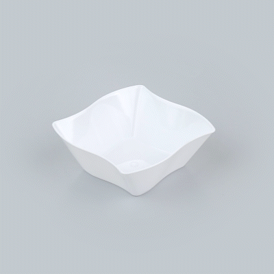 Mini Serve 6 oz Square White Plastic Aqua Bowl - 3 1/4" x 3 1/4" x 1 1/2" - 100 count box