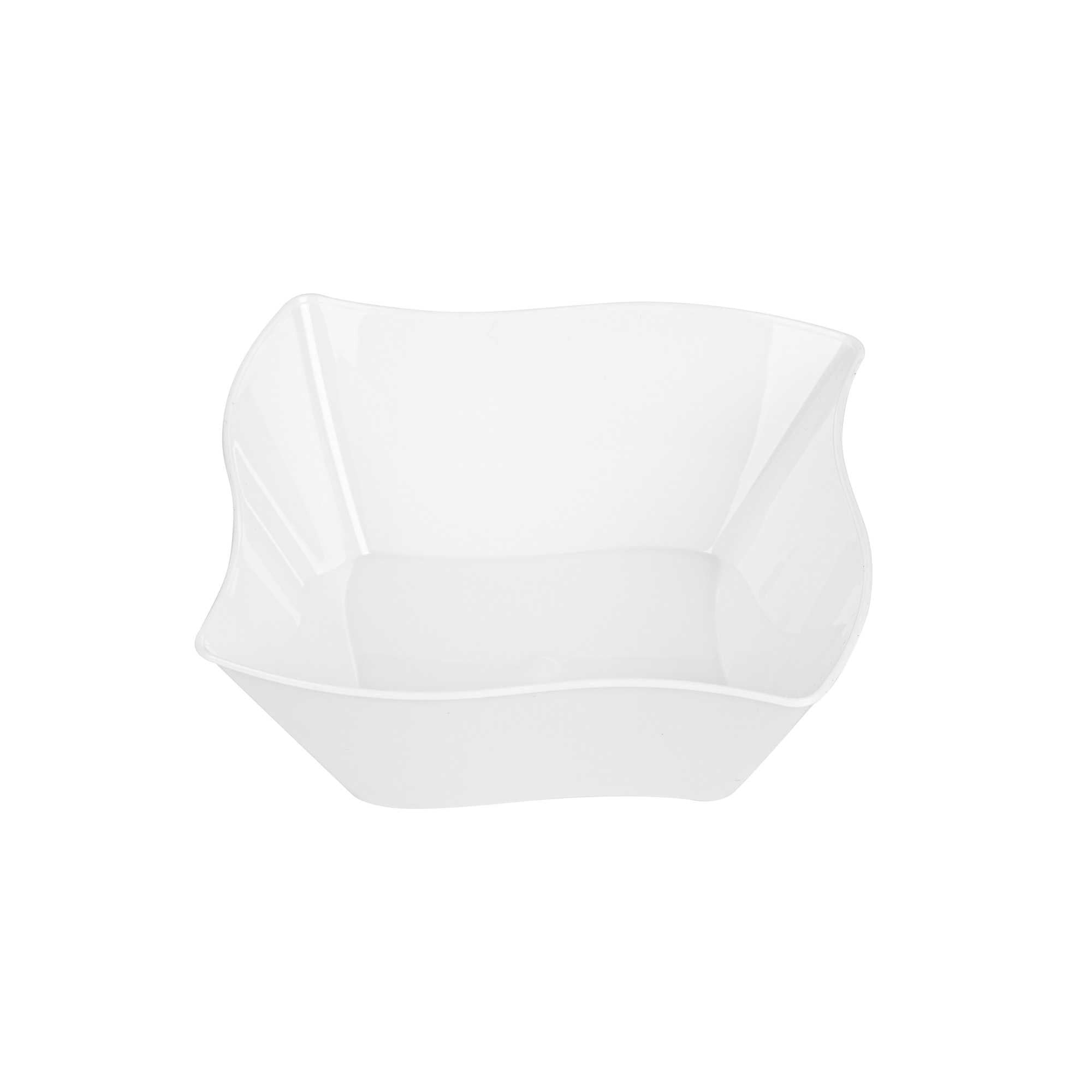 Mini Serve 6 oz Square White Plastic Aqua Bowl - 3 1/4" x 3 1/4" x 1 1/2" - 100 count box