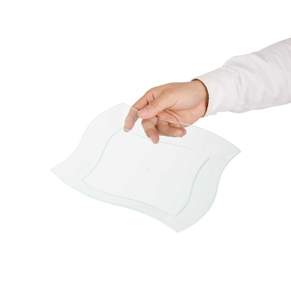 Square Seagreen Plastic Large Aqua Plate - 9" x 9" x 1/2" - 100 count box