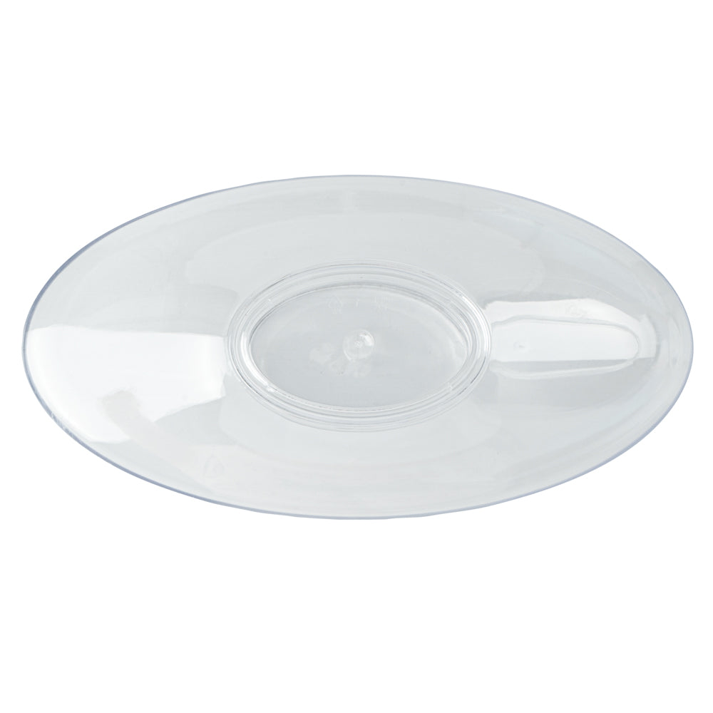 Mini Serve 6 oz Oval Clear Plastic Deli Cup - Stackable, with Lid - 5 1/2" x 3 1/4" x 2 1/2" - 100 count box