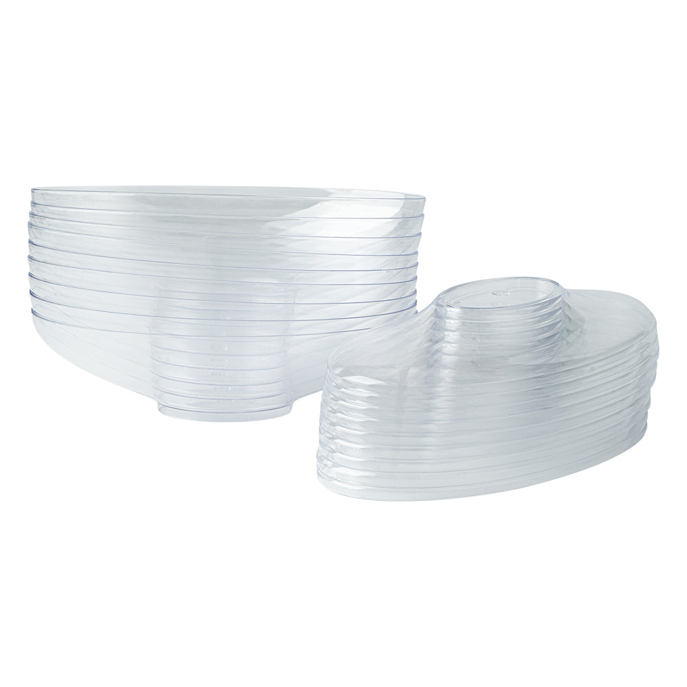 Mini Serve 6 oz Oval Clear Plastic Deli Cup - Stackable, with Lid - 5 1/2" x 3 1/4" x 2 1/2" - 100 count box