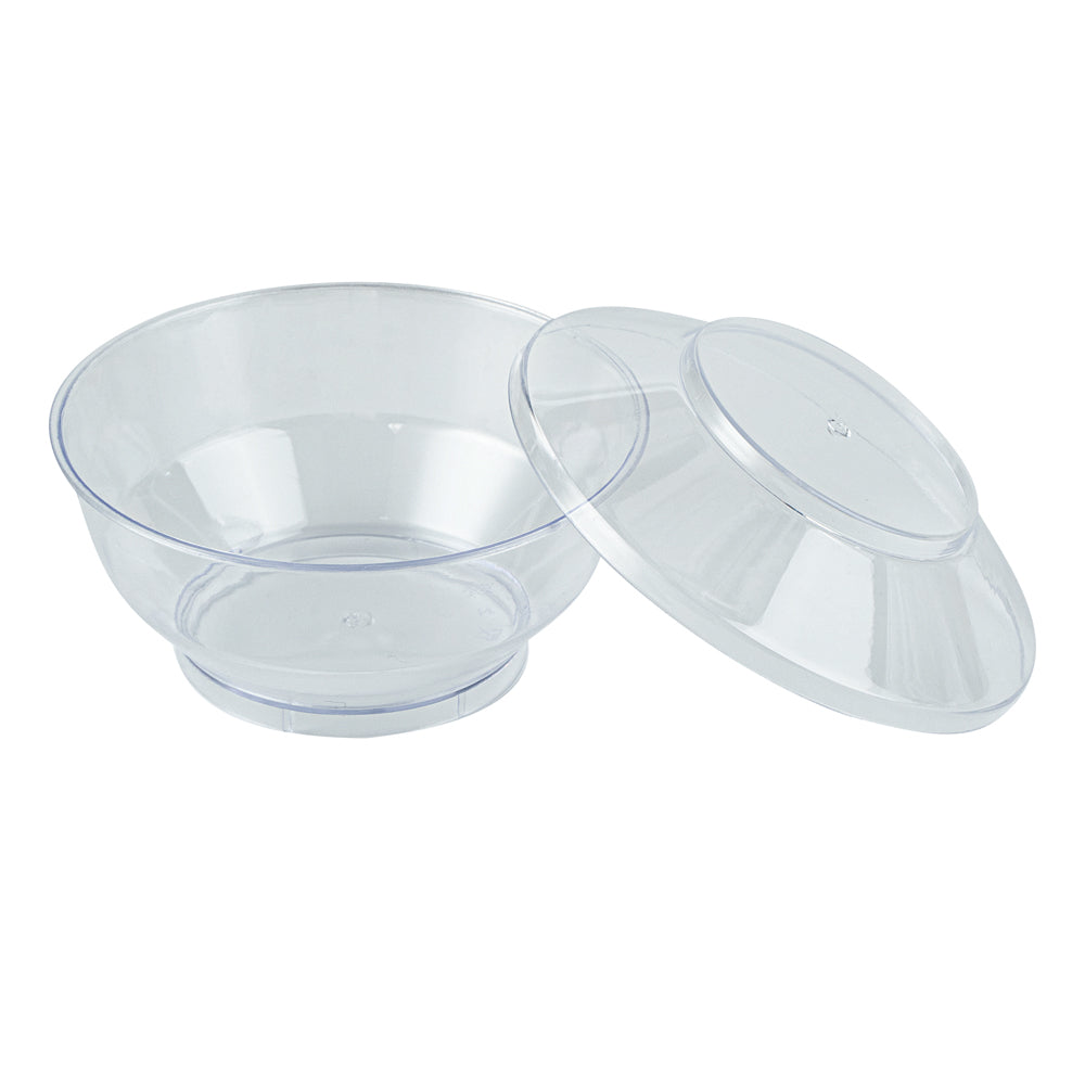 Mini Serve 4 oz Round Clear Plastic Medium Deli Cup - with Lid - 3 1/4" x 3 1/4" x 2" - 100 count box