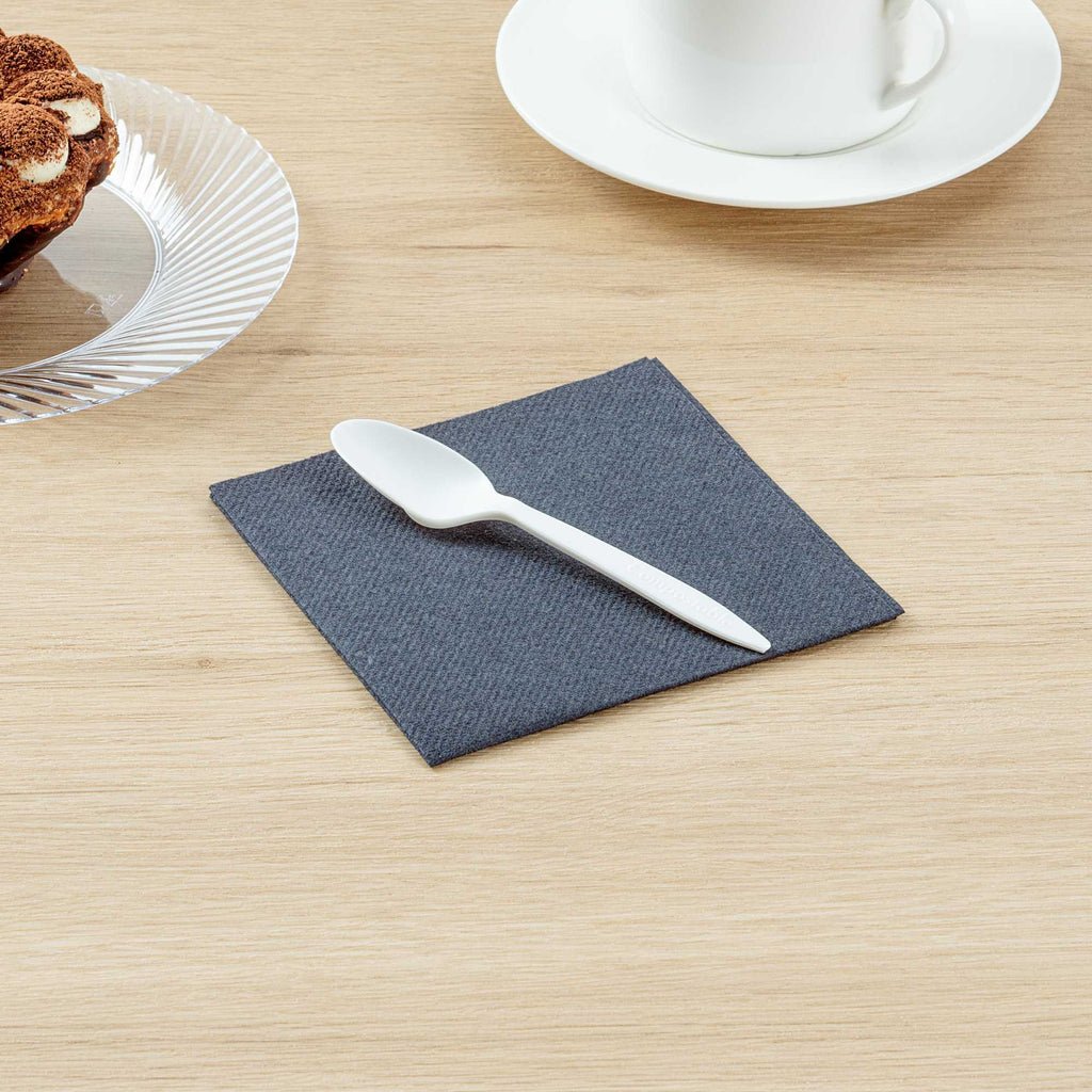 Basic Nature White CPLA Plastic Dessert Spoon - Compostable - 5" - 500 count box