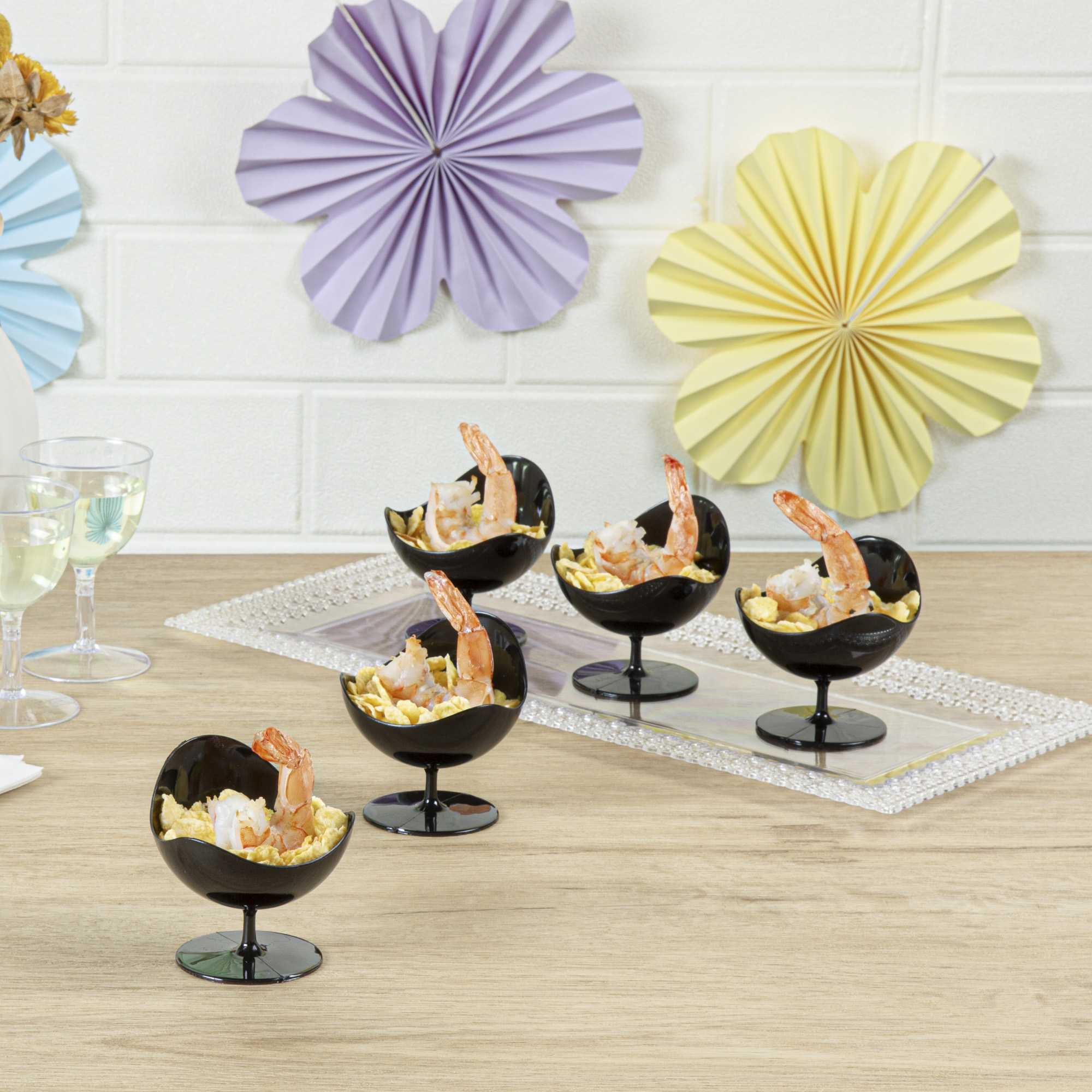 Mini Serve 2 oz Round Black Plastic Ball Chair - 2 3/4" x 2 3/4" x 2 3/4" - 100 count box