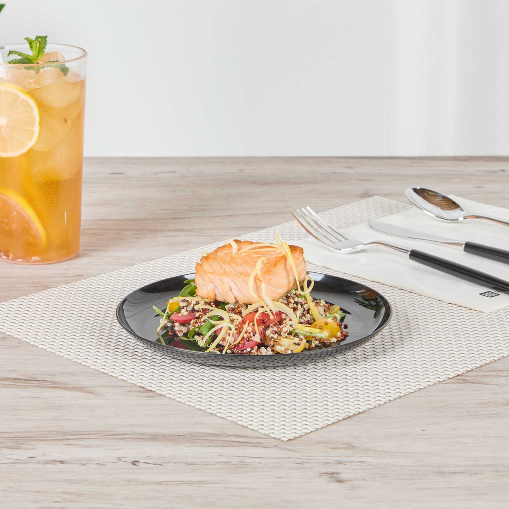 Maxi Serve Round Black Plastic Medium Elegant Plate - 7" x 7" - 100 count box