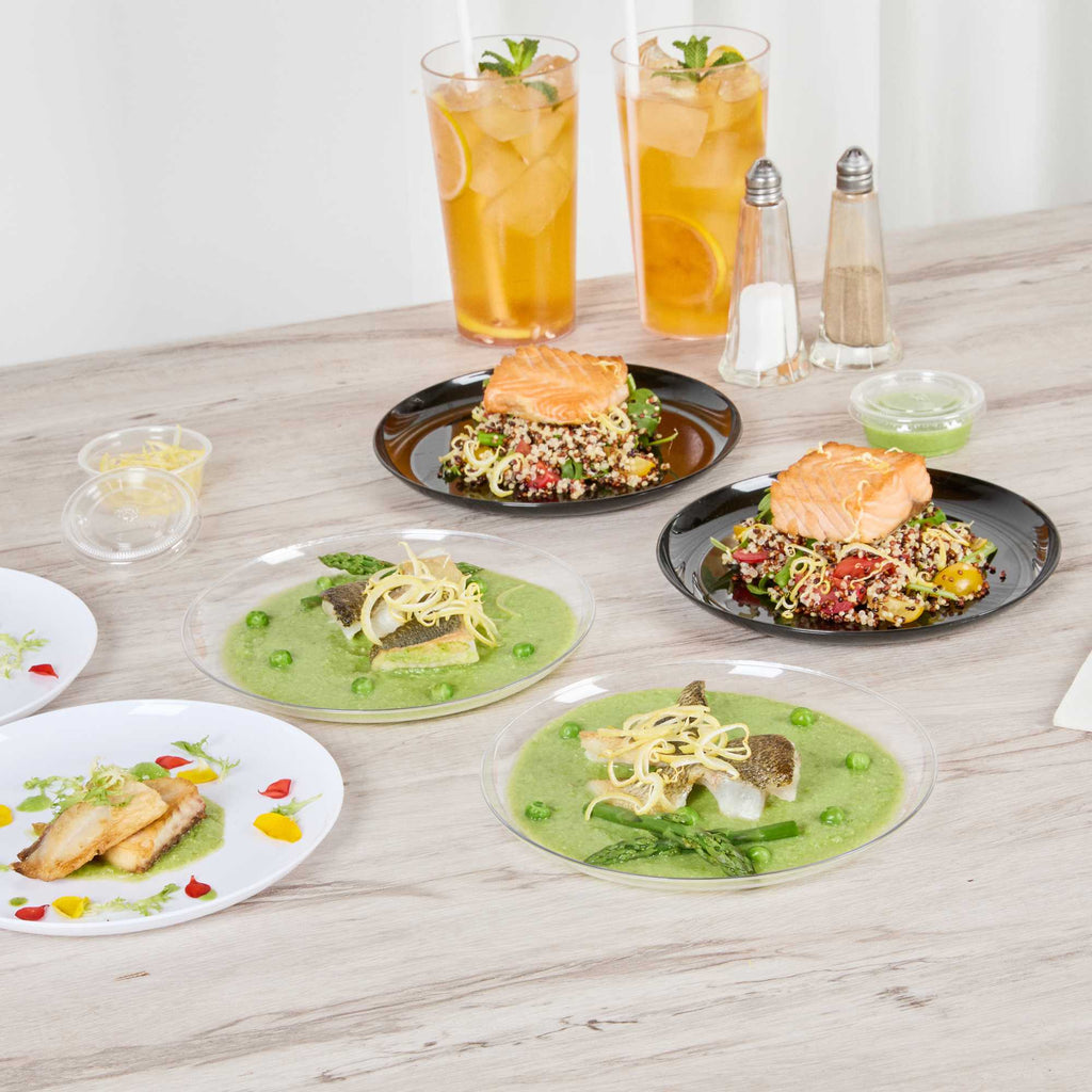 Maxi Serve Round Clear Plastic Medium Elegant Plate - 7" x 7" - 100 count box