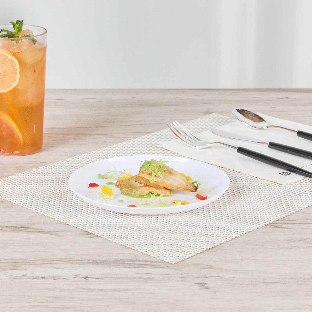 Maxi Serve Round White Plastic Medium Elegant Plate - 7" x 7" - 100 count box