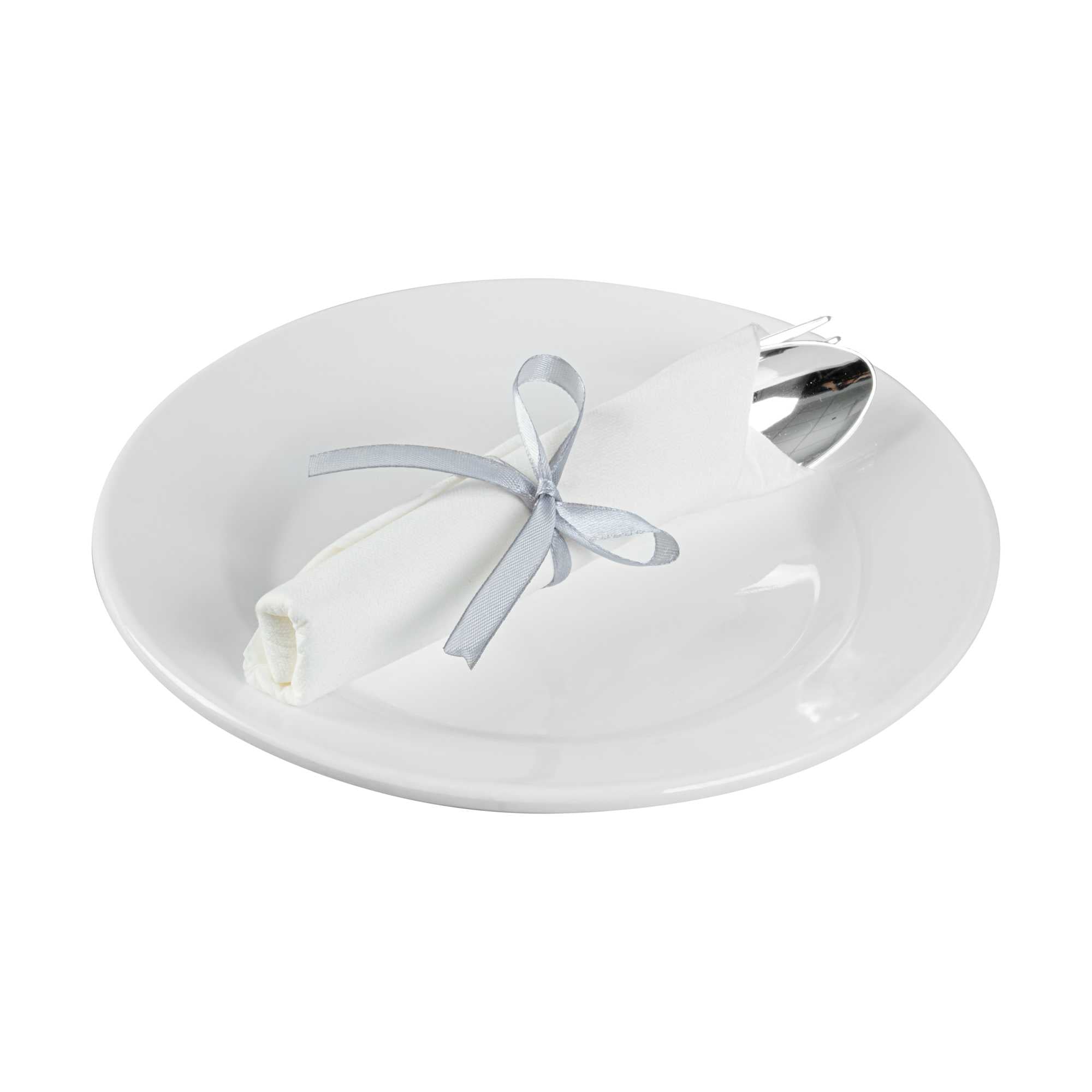 Argento Silver Plastic Cutlery Set - with White Napkin, Silver Ribbon - 7 1/4" x 2" x 1 3/4" - 100 count box