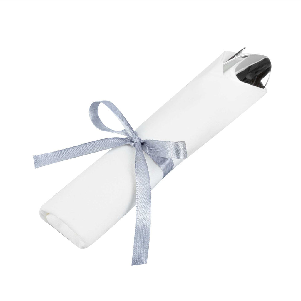 Argento Silver Plastic Cutlery Set - with White Napkin, Silver Ribbon - 7 1/4" x 2" x 1 3/4" - 100 count box