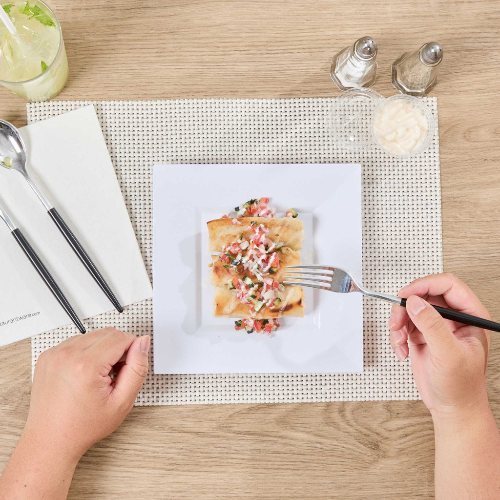 Maxi Serve Square White Plastic Medium Plate - 8 1/4" x 8 1/4" x 1/2" - 100 count box