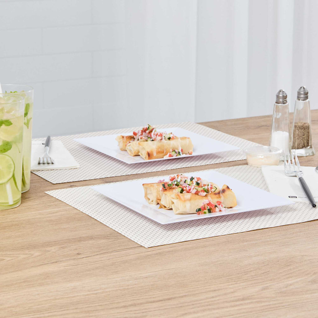 Maxi Serve Square White Plastic Medium Plate - 8 1/4" x 8 1/4" x 1/2" - 100 count box
