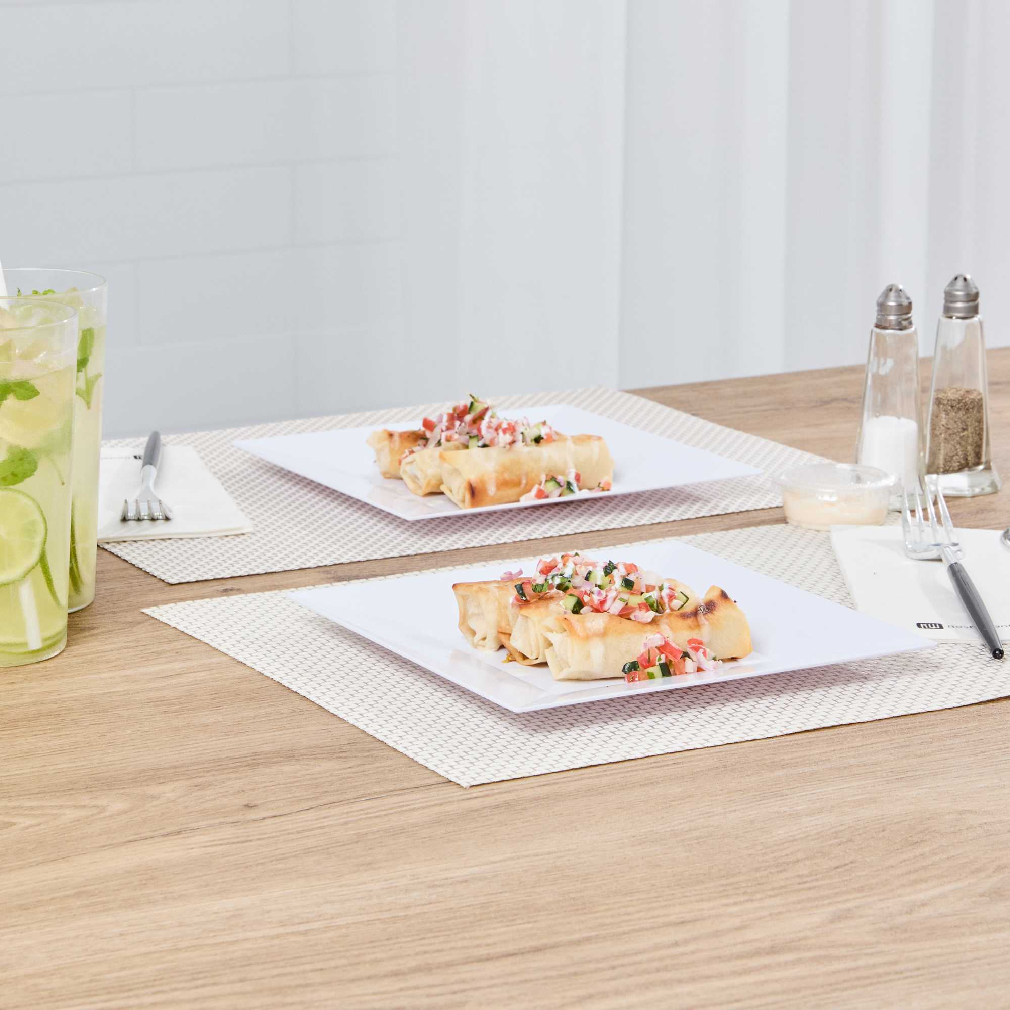 Maxi Serve Square White Plastic Medium Plate - 8 1/4" x 8 1/4" x 1/2" - 100 count box