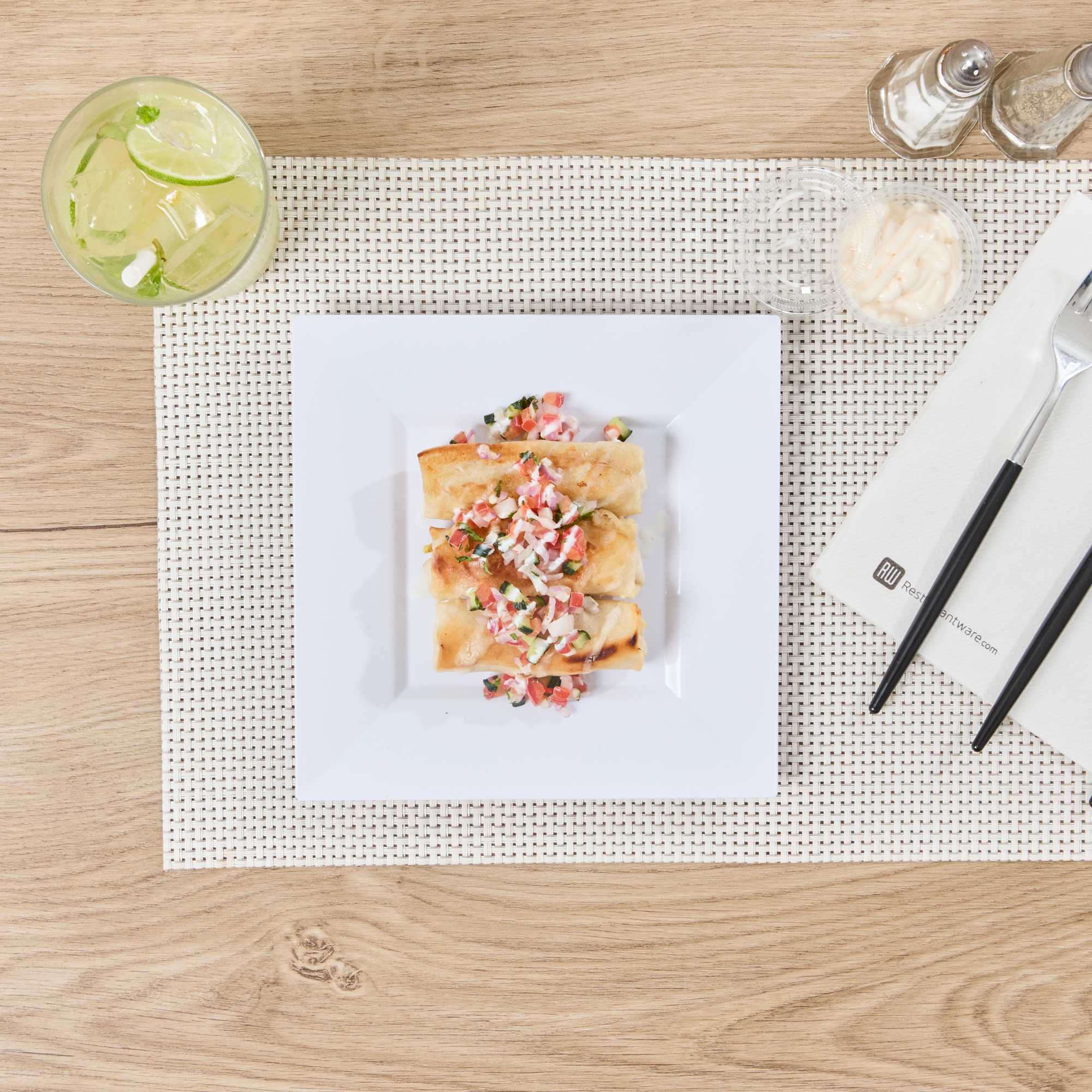 Maxi Serve Square White Plastic Medium Plate - 8 1/4" x 8 1/4" x 1/2" - 100 count box