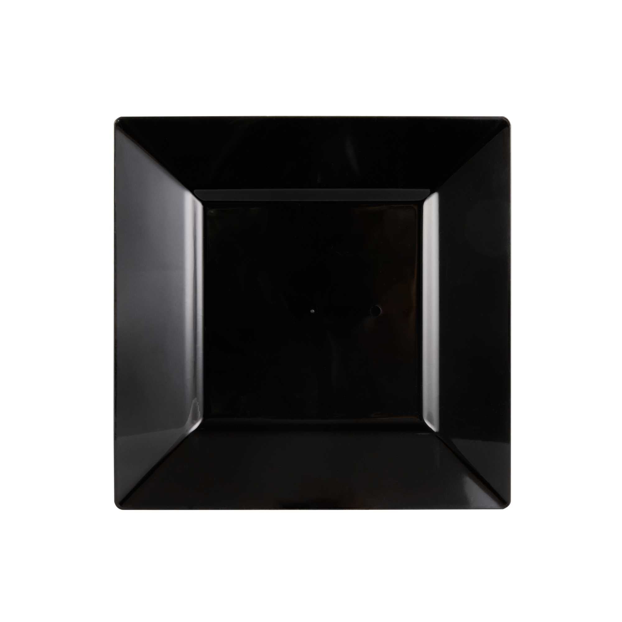 Maxi Serve Square Black Plastic Dinner Plate - 10 3/4" x 10 3/4" x 1/2" - 100 count box