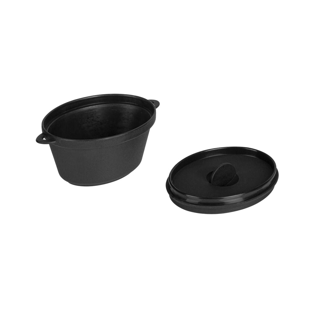 Mini Serve 12 oz Oval Black Plastic Large Kettle Dish - 6" x 4" x 2 3/4" - 100 count box