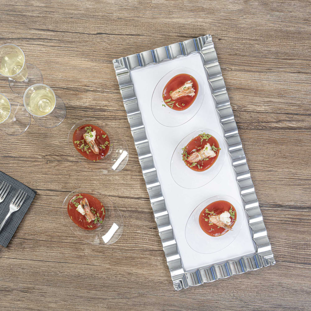 Mini Serve Oval Clear Plastic Ellipse Dish - 4" x 3" x 1 1/4" - 100 count box