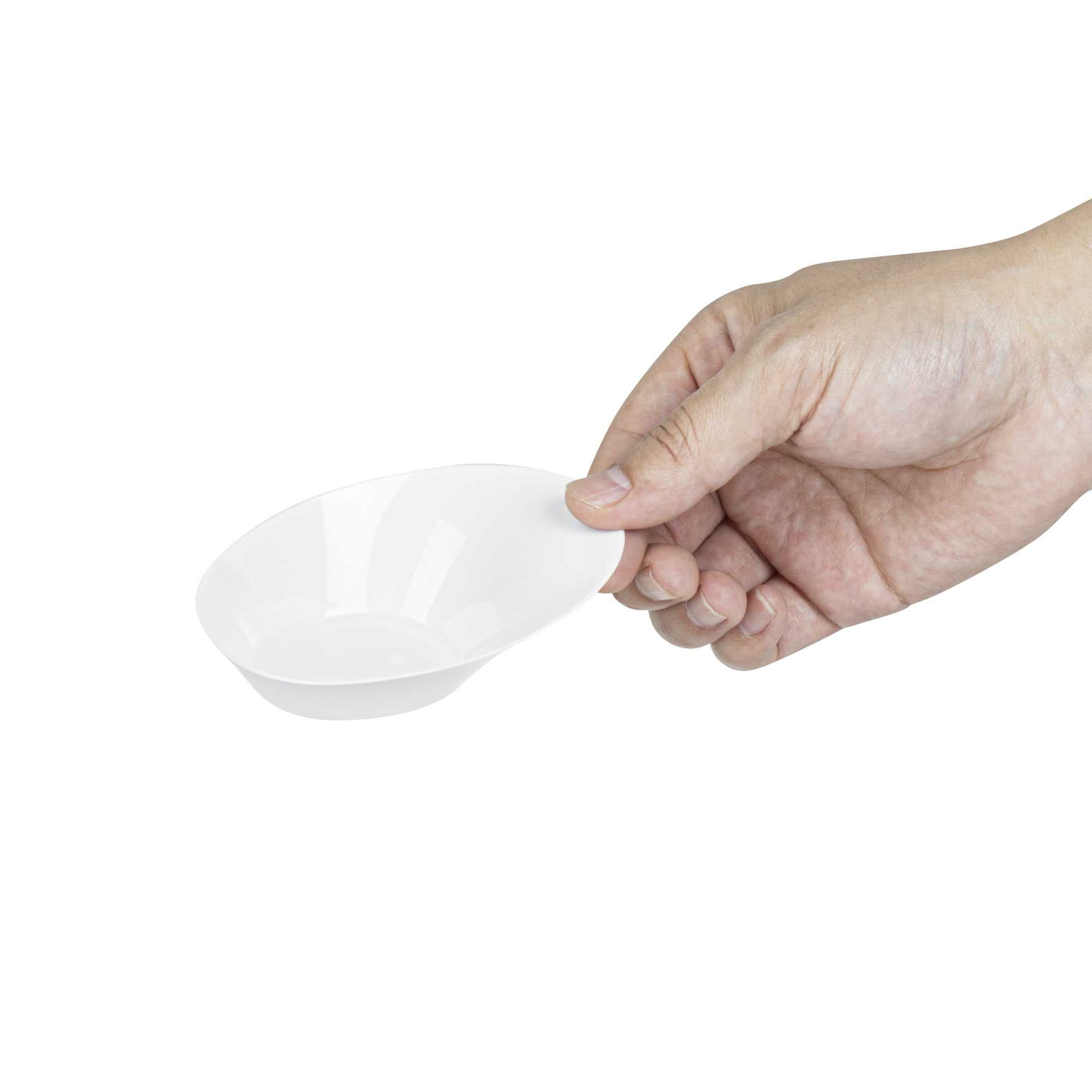 Mini Serve Oval White Plastic Ellipse Dish - 4" x 3" x 1 1/4" - 100 count box