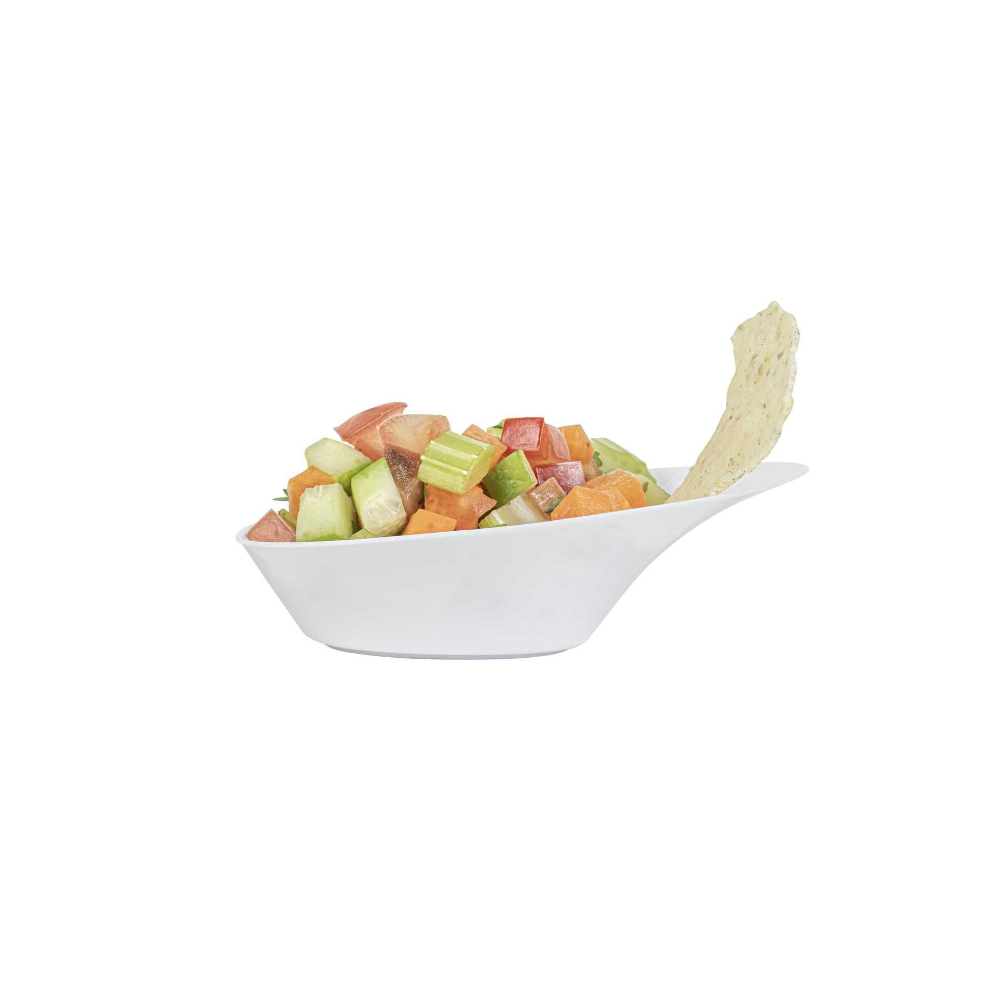 Mini Serve Oval White Plastic Ellipse Dish - 4" x 3" x 1 1/4" - 100 count box