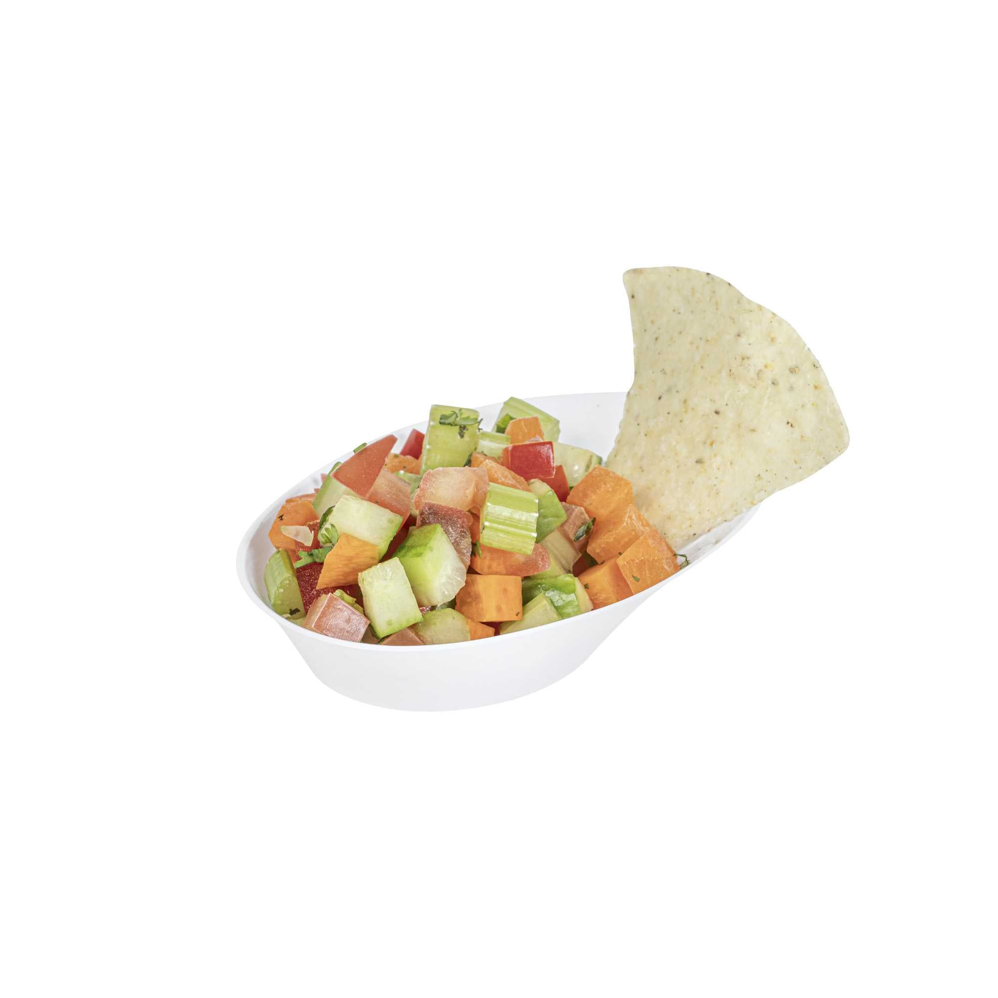 Mini Serve Oval White Plastic Ellipse Dish - 4" x 3" x 1 1/4" - 100 count box