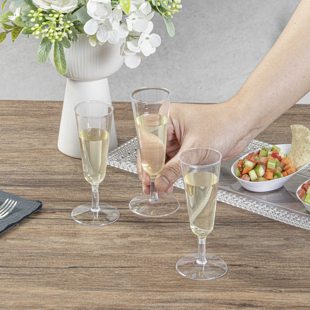 Bev Tek 2 oz Round Clear Plastic Mini Champagne Glass - 2" x 2" x 5" - 100 count box