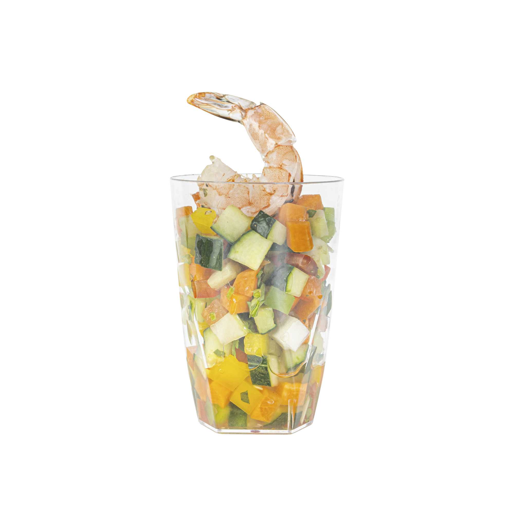 Bev Tek 5 oz Round Clear Plastic Edge Glass - 2 1/4" x 2 1/4" x 3 1/4" - 100 count box