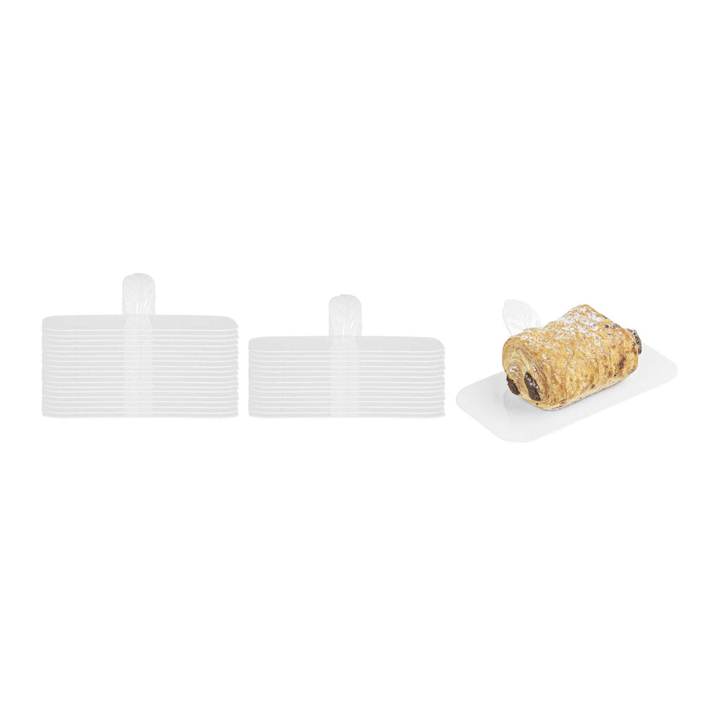 Pastry Tek Rectangle White Plastic Pastry Pallet - 4" x 2 1/4" x 1" - 100 count box