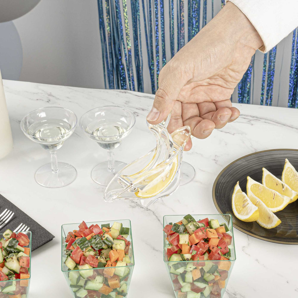 Met Lux 2 oz Clear Plastic Press Art Lemon and Lime Squeezer - 4 3/4" x 1 1/2" x 2" - 1 count box