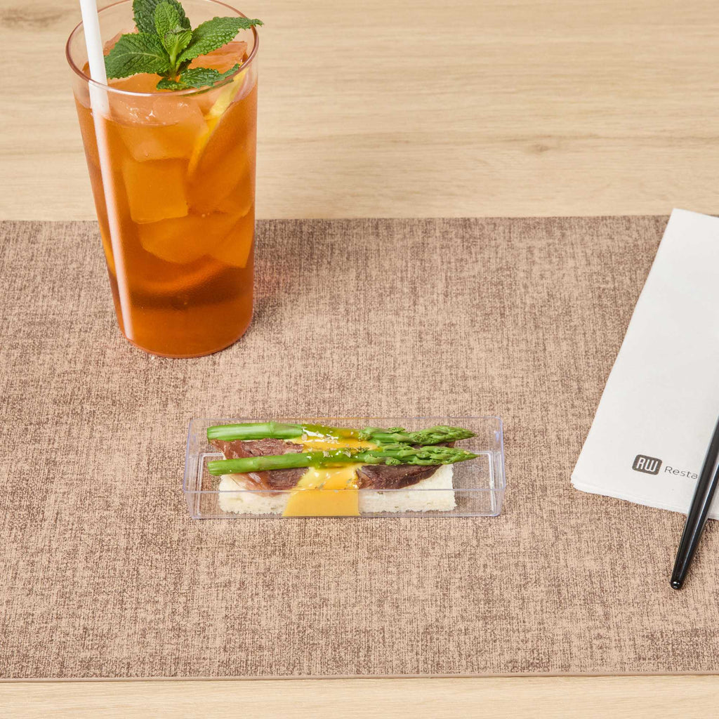 Mini Serve Rectangle Clear Plastic Modern Plate - 5 1/4" x 1 3/4" x 3/4" - 100 count box