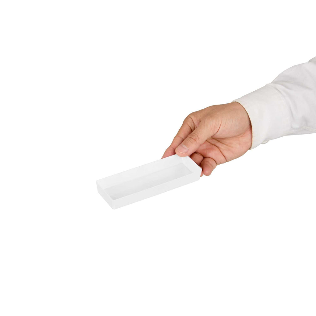 Mini Serve Rectangle White Plastic Modern Plate - 5 1/4" x 1 3/4" x 3/4" - 100 count box