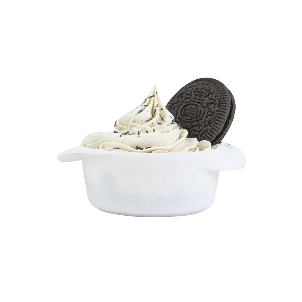 Mini Serve 3 oz Round White Plastic Mini Infinity Pot - 3 3/4" x 2 1/2" x 1 1/4" - 100 count box