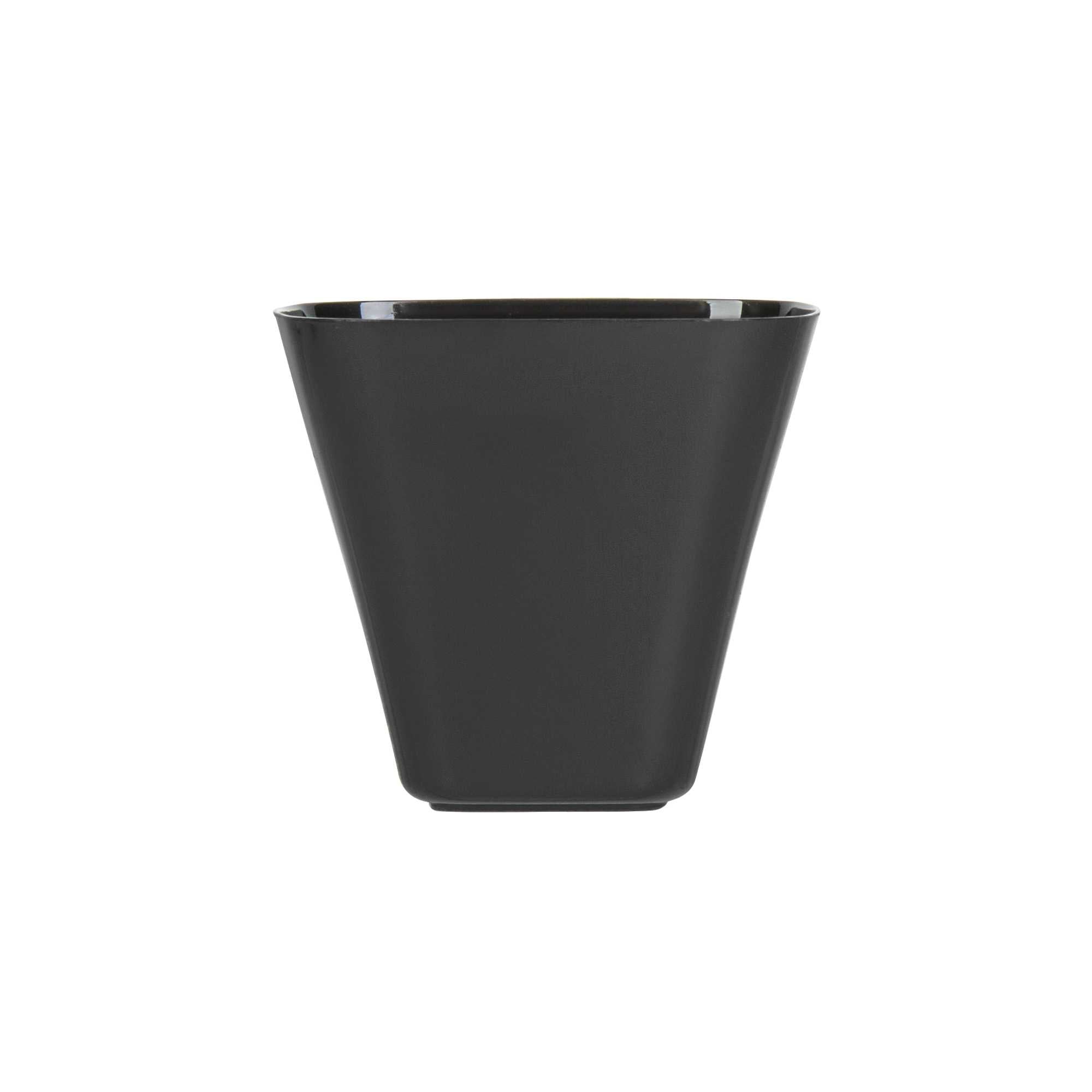 Mini Serve 4 oz Square Black Plastic Bellissima Tasting Cup - 2 1/2" x 2 1/2" x 2 1/4" - 100 count box
