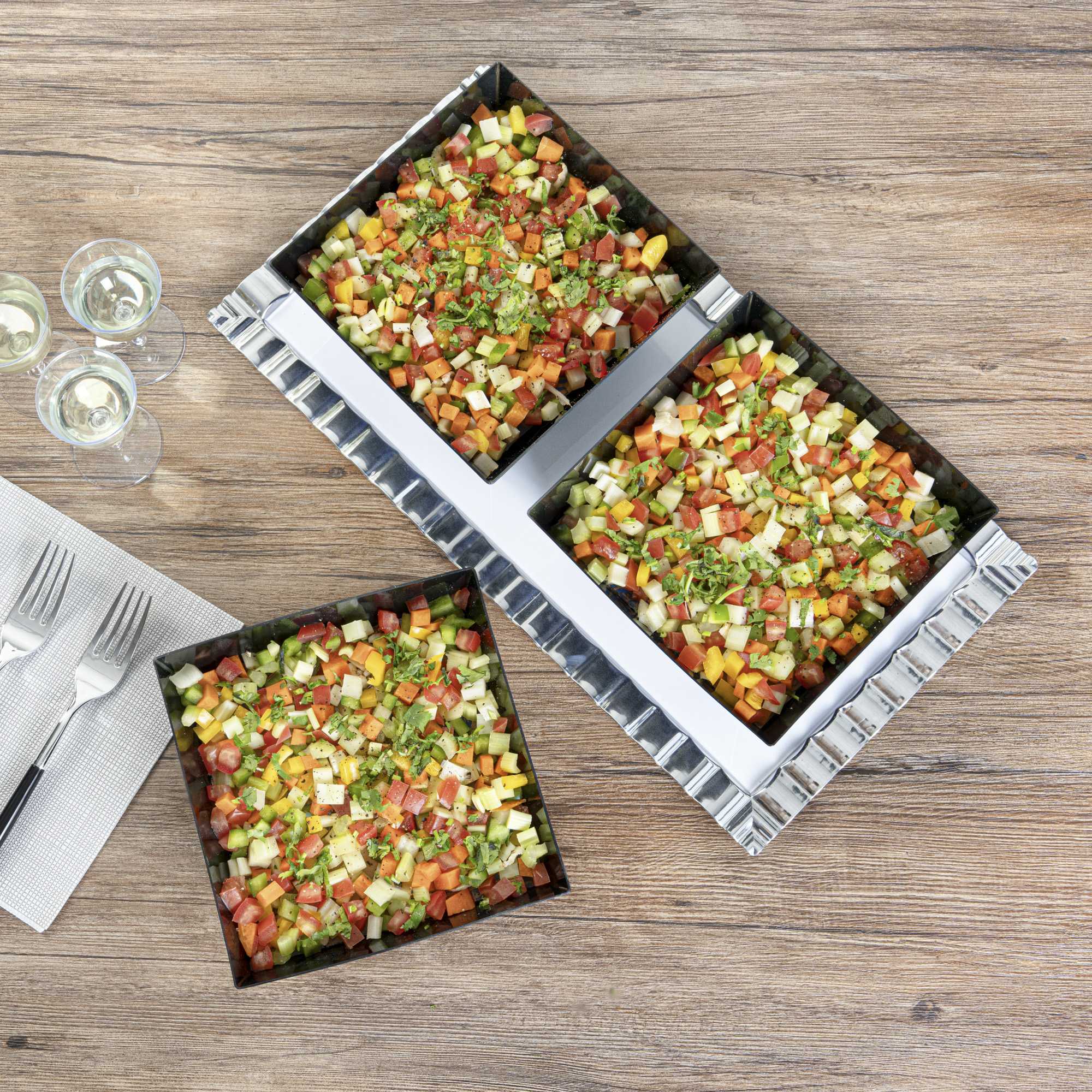Maxi Serve 18 oz Square Black Plastic Medium Modern Bowl - 6 3/4" x 6 3/4" x 3" - 25 count box
