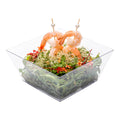 Maxi Serve 18 oz Square Clear Plastic Medium Modern Bowl - 6 3/4" x 6 3/4" x 3" - 25 count box