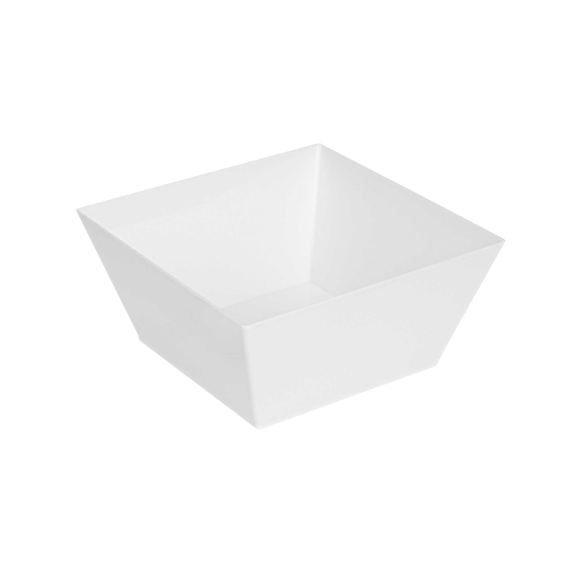 Maxi Serve 18 oz Square White Plastic Medium Modern Bowl - 6 3/4" x 6 3/4" x 3" - 25 count box