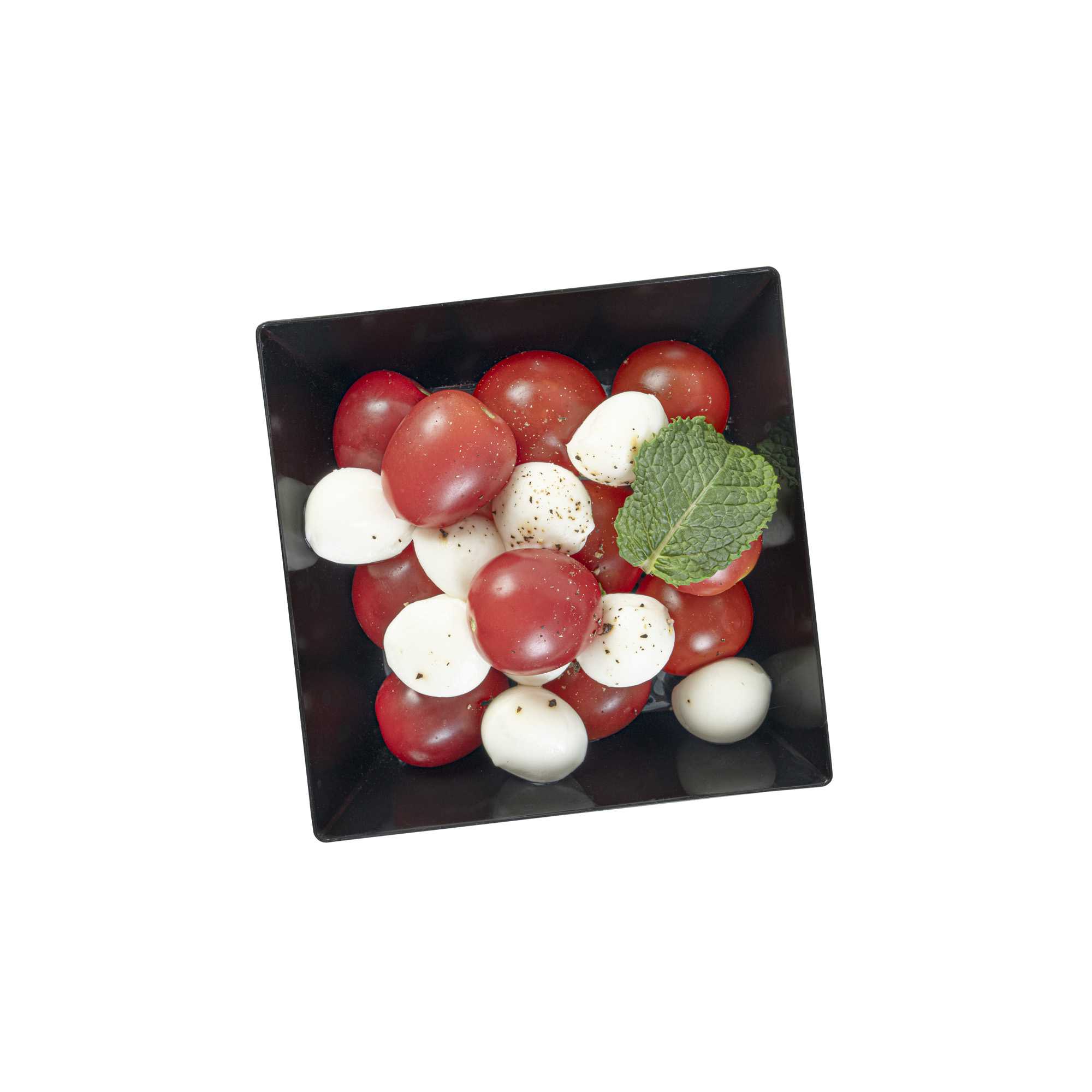 Maxi Serve 10 oz Square Black Plastic Small Modern Bowl - 4 1/4" x 4 1/4" x 1 1/2" - 100 count box