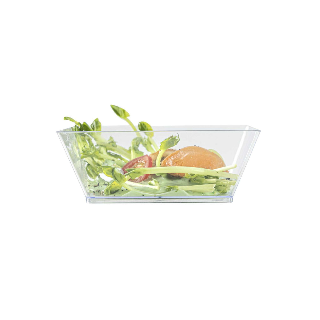 Maxi Serve 10 oz Square Clear Plastic Small Modern Bowl - 4 1/4" x 4 1/4" x 1 1/2" - 100 count box