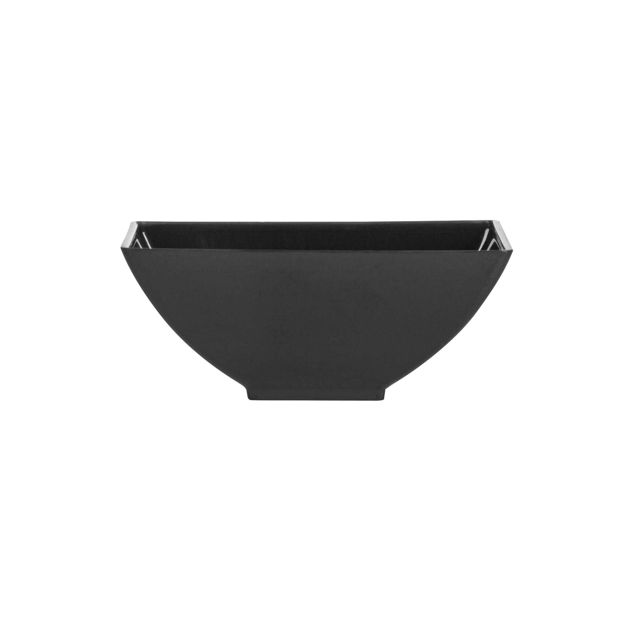 Mini Serve 3 oz Rectangle Black Plastic Small Architetto Bowl - 3 1/4" x 2 1/4" x 1 1/4" - 100 count box