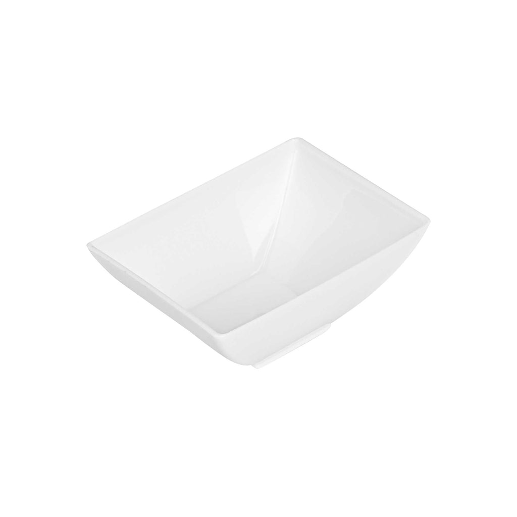 Mini Serve 3 oz Rectangle White Plastic Small Architetto Bowl - 3 1/4" x 2 1/4" x 1 1/4" - 100 count box
